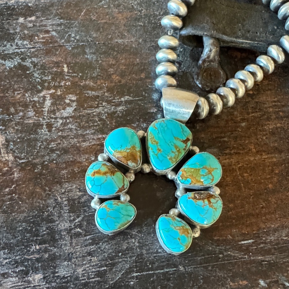 Sterling Silver & Turquoise Naja Pendant by Robert Shakey - Picture 4 of 4